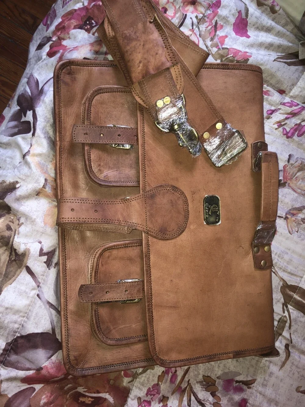 Cuero Large Vintage Handmade Leather Bag for Laptop - Brown